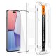 Apple iPhone 15 6.1\'\' Spigen \"EZ FIT\" Tempered Glass Screen Protector, Black