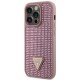 Guess iPhone 14 Pro vāciņš Rhinestone Triangle, rozā