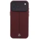 Mercedes Leather Semi Wrap Iconic Line MagSafe vāciņš priekš iPhone 18 Pro Max / 17 Pro Max, bordo
