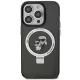 Karl Lagerfeld iPhone 15 Pro vāciņš Ring Stand Karl & Choupette MagSafe, melns