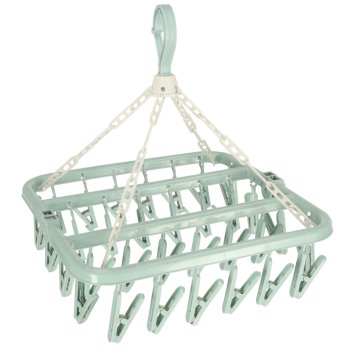 Laundry drying rack for socks underwear 32 clothespins blue