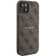 Apple iPhone 15 Plus 6.7\'\' Guess 4G Collection Leather Metal Logo MagSafe Case Cover, Brown