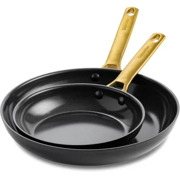 GreenPan Padova Reserve 2-Piece Frying Pan Set 20 cm & 26 cm, Black / Gold