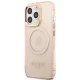 Чехол Guess Gold Outline Translucent MagSafe для iPhone 13 / 13 Pro, розовый