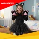 Карнавальный костюм кошки для девочки Kruzzel 7в1 26745, черный