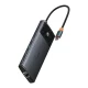 HUB 10in1 Baseus Metal Gleam Series USB-C uz USB-C PD / USB-C / 3x USB-A / 2x HDMI / RJ-45 / SD / TF - melns