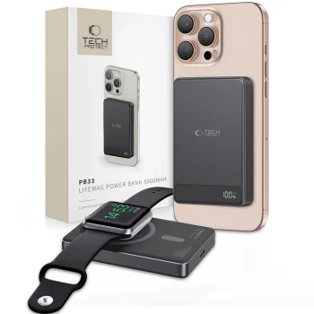 Tech-Protect PB33 LifeMag MagSafe ārējais akumulators 5000mAh, melns
