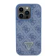 Guess GUHCP15LP4TDPB iPhone 15 Pro 6.1" blue/blue hardcase Leather 4G Triangle Strass