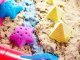 Kinētiskās smiltis 2kg + veidnes + piepūšamā smilšu kaste, Bēšs | Kinetic Sand