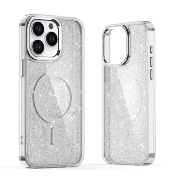 Mirdzošs maciņš ar MagSafe Samsung Galaxy A56 5G - Balts | Glitter Case With White