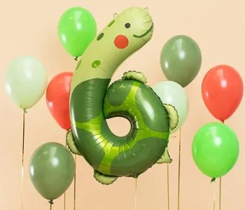 Foil balloon 75x96 cm "Number 6", turtle