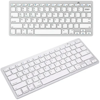 Bezvadu Bluetooth tastatūra datoriem, iPad, Mac, kompakta, balta