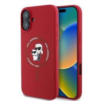 Чехол Karl Lagerfeld Silicone Karl&Choupette Heads Ring MagSafe для iPhone 16 Plus, Красный