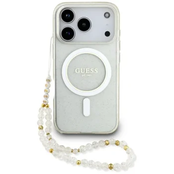 Guess IML Glitter Pearl siksniņas MagSafe vāciņš iPhone 17 Pro Max – caurspīdīgs | Phone Case Cover