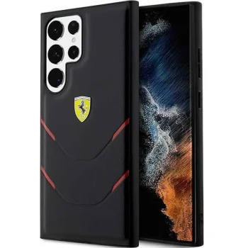 Ferrari Hot Stamp Lines vāciņš Samsung Galaxy S23 Ultra melns