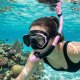 Panorāmas snorkelēšanas maskas un sausās caurules komplekts, rozā-melns
