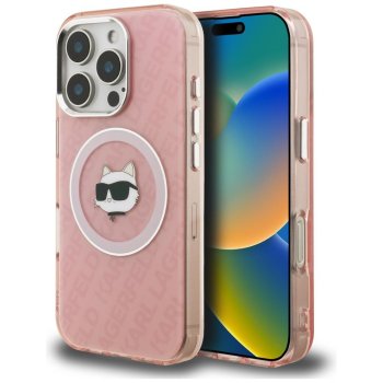 Karl Lagerfeld IML Choupette Head Logo MagSafe vāciņš iPhone 16 Pro Max, Rozā