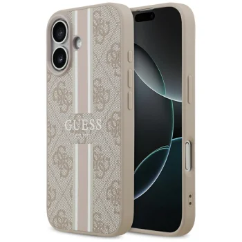 Guess 4G чехол с принтованными полосами MagSafe для iPhone 17 – розовый