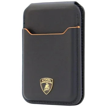 Lamborghini D1 Кожаный MagSafe Картхолдер - Черный/Оранжевый