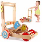 Interactive Wooden Baby Walker with Jumping Animals, Adjustable Height