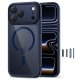Tech-Protect Magpeak MagSafe CC vāciņš priekš iPhone 17 Pro Max — caurspīdīgs tumši zils | Phone Case Cover