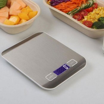 Elektroniskie Digitālie Virtuves Svari ar LCD displeju 5kg/1g, Sudraba | Electronic Digital Kitchen Weight Scale with...