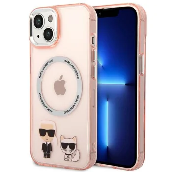 Karl Lagerfeld Karl & Choupette Aluminum MagSafe vāciņš iPhone 14 Plus, rozā