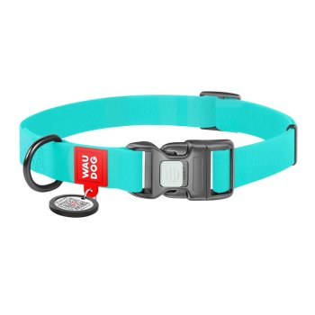 Waudog Luminous waterproof Dog collar with QR code size M, Blue