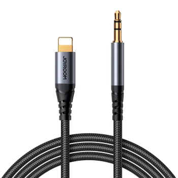 Joyroom Audio Transfer Series SY-A06 audio kabelis 3.5 mm - Lightning 1.2 m, melns