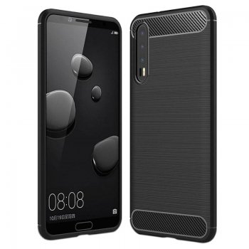 Huawei P20 Pro 2018 (CLT-L09, L29) Carbon Fiber TPU Protective Case Cover, Black