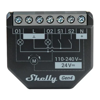 Viedais kontrolieris Shelly 2PM Gen4 Zigbee/Matter 2 kanāli