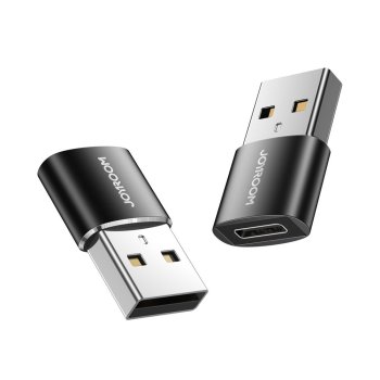 Адаптер Joyroom с USB Type-C (гнездо) на USB (штекер), 2 шт., чёрный (S-H152 Black)