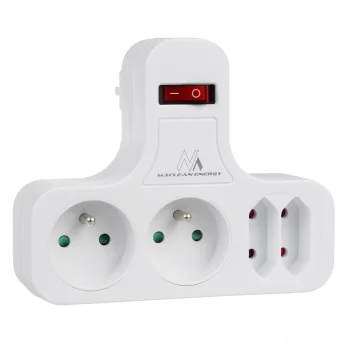 Maclean MCE224 4 Ligzdu Elektriskais Sadalītājs ar Slēdzi, Balts