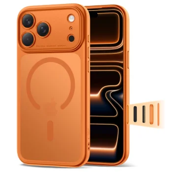 Tech-Protect Magpeak MagSafe CC vāciņš iPhone 17 Pro Max Matēti oranžs