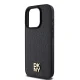 DKNY Leather Monogram Pattern Metal Logo MagSafe vāciņš iPhone 15 Pro, melns