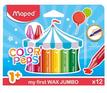 Pirmās vaska krītiņi mazuļiem Jumbo Colorpeps 12 krāsas MAPED l First Wax Crayons for Toddlers Jumbo Colorpeps 12...