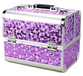 Kosmētikas Piederumu Koferis Soma Organaizers - 30,5x20,5x25cm, Violets | Makeup Case Box Cosmetic Bag Organizer