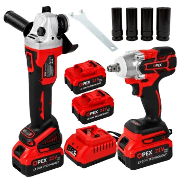 OPEX TOOLS OPX28006 2in1 Akumulatora leņķa slīpmašīna un triecienatslēga, 21V, 2x 3.0Ah