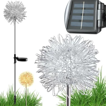LED solārās dārza lampas Pienenes 70cm, silti balta gaisma, 2 gab.