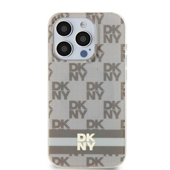 DKNY iPhone 15 Plus vāciņš IML Checkered Mono Pattern MagSafe, bēšs
