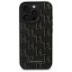Karl Lagerfeld iPhone 16 Pro Case Leather Monogram Metal Logo MagSafe, Black