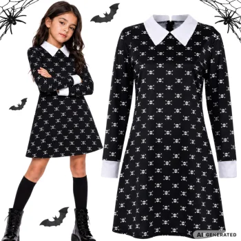 Детский костюм Wednesday Addams, платье, 115-125 см