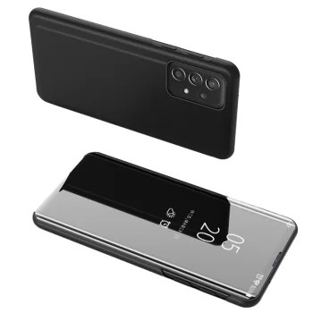 Atverams vāciņš Clear View Case priekš Samsung Galaxy A73 ar statīva funkciju, melns