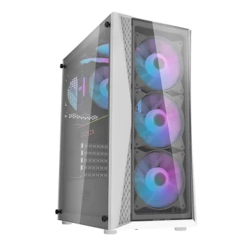 Datora korpuss Darkflash DK352 Plus + 4 ARGB ventilatori, melns un balts