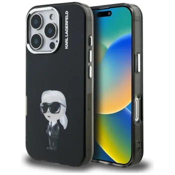 Чехол Karl Lagerfeld IML Aquarelle Karl & Logo MagSafe для iPhone 16 Pro Max, черный