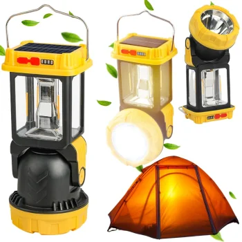 LED kempinga solārā lampa ar 5 režīmiem un rokturi
