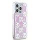 Чехол DKNY для iPhone 15 Pro Liquid Glitters Checkered Pattern, белый