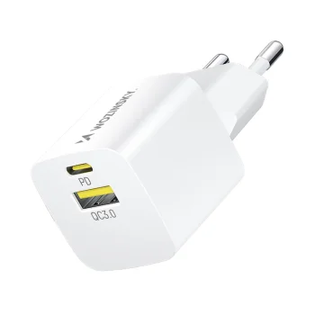 Сетевое зарядное устройство Wozinsky WWCEAC GaN USB-A / USB-C 33W, белое