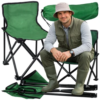 Folding Fishing and Camping Chair with Carry Bag, Green