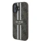 Guess 4G Printed Stripes MagSafe vāciņš iPhone 16 Plus, brūns